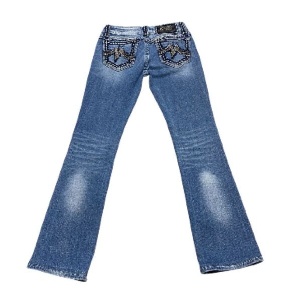Miss Me Sunny Bootcut Jeans 26x30 Stretch Distressed EUC Embroidered - Picture 3 of 12